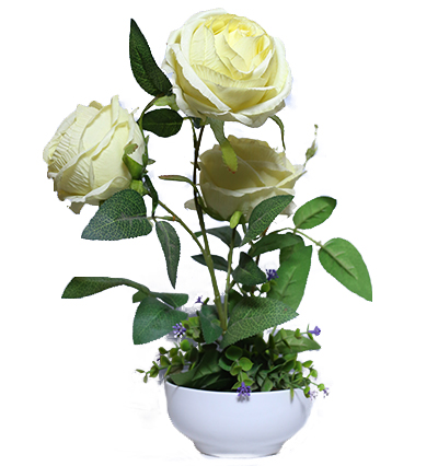 CLASSIC ARTIFICIAL YELLOW ROSE FLOWER PLANT 